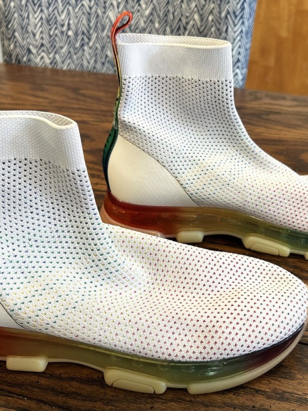 Michael Kors Kendra Sock Sneakers Rainbow Sole Ankle Bootie White Size 8.5
